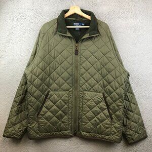 Polo Ralph Lauren Quilted Field Jacket Coat Mens XXL Green Full Zip